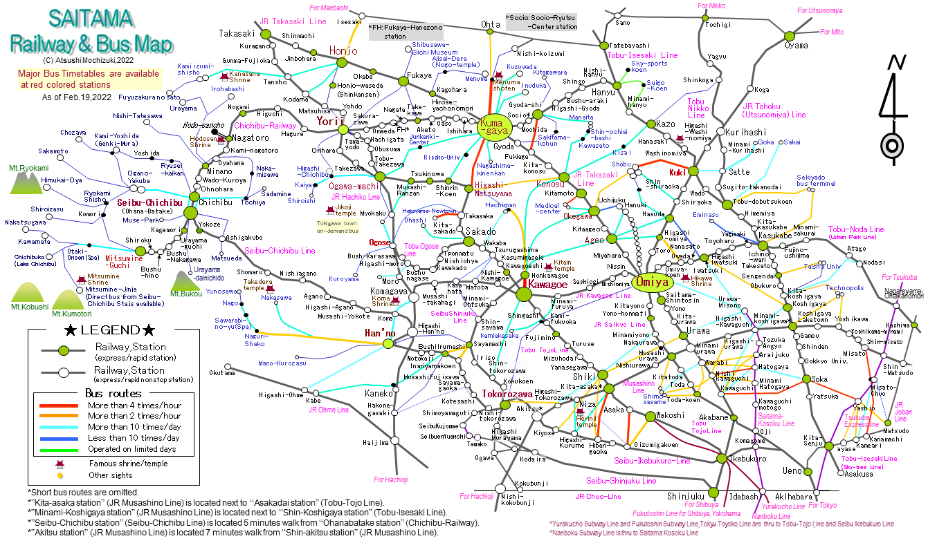 Saitama Railway and Bus Route Map