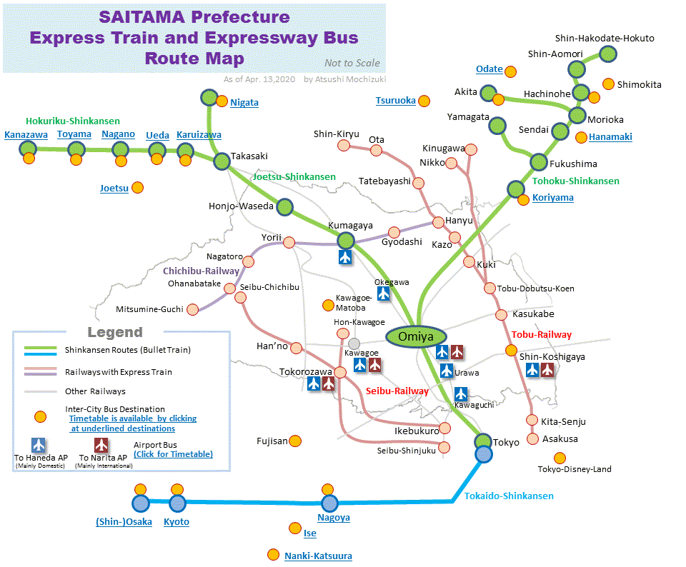 Saitama Railway and Bus Route Map
